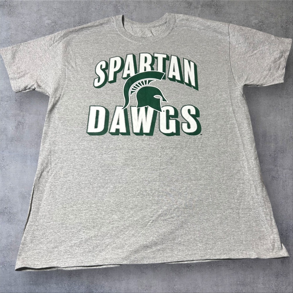 NEW Michigan State Spartans Dawgs T Shirt Large‎ Gray Captivating NCAA College